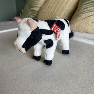 Vintage Y2K Era Gund Mini Cow Plush Farm Collection Crew w/ Tags 8" Long